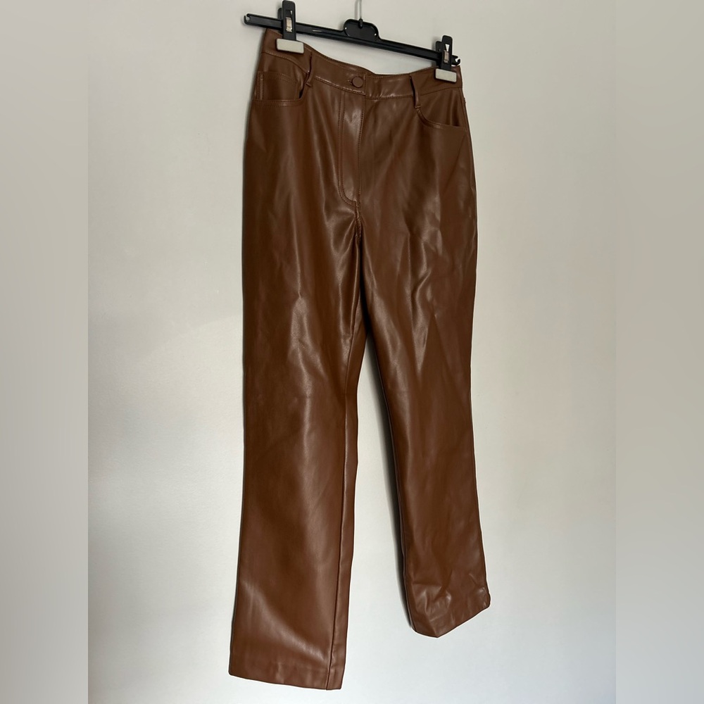 OAK + FORT Brown Faux Leather Pants size 4